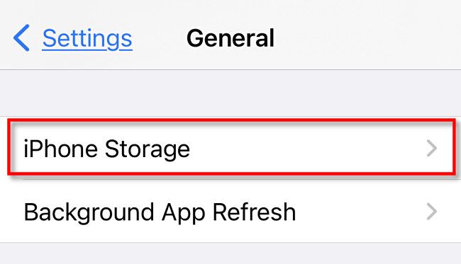 In General settings, select "iPhone Storage."