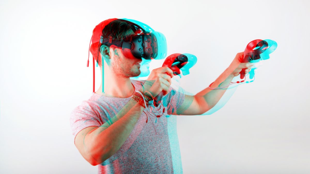 Man using a VR headset, with a 