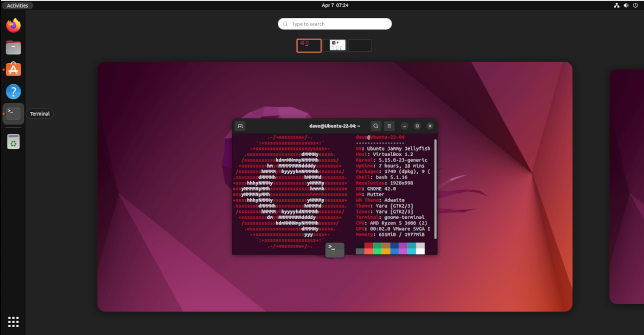 Activities view in Ubuntu 22.04