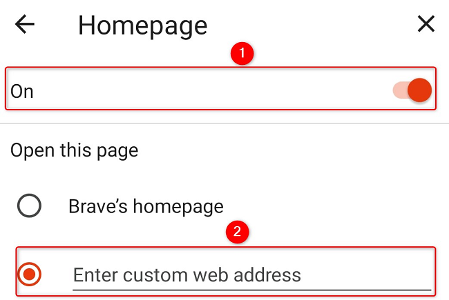 Turn on the toggle and activate "Enter Custom Web Address."