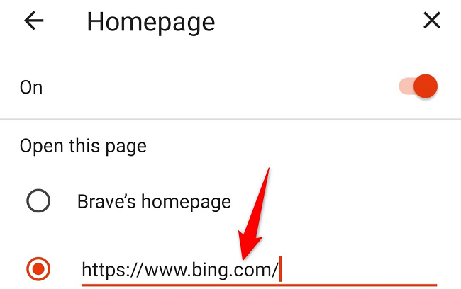 Change the home page in Brave on mobile.