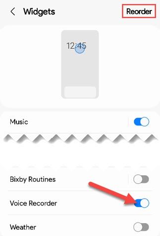 Toggle on "Voice Recorder."