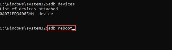 Run "adb reboot."