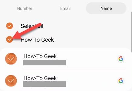 Select the contacts.