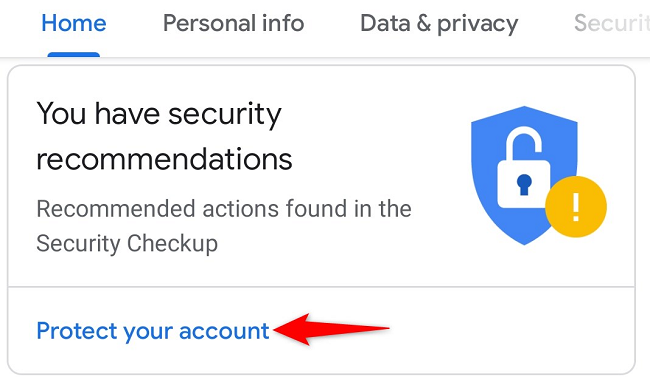 Select "Protect Your Account."