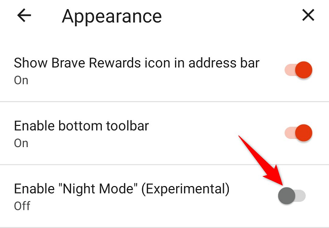 Activate "Enable 'Night Mode' (Experimental)."