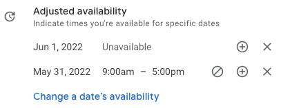 Adjusted Availability for an appointment schedule