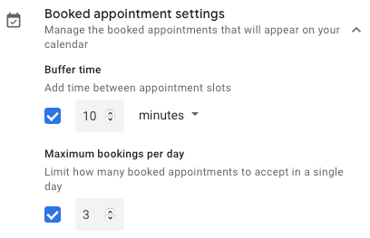 Booked Appointment Settings