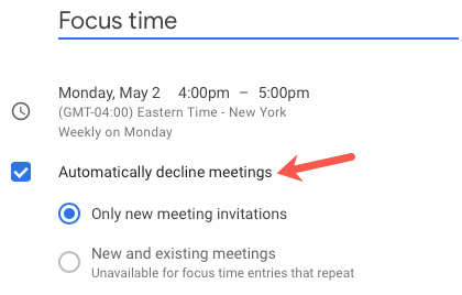 Automatically decline meetings