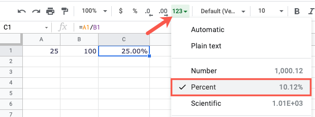 Format a number as percent
