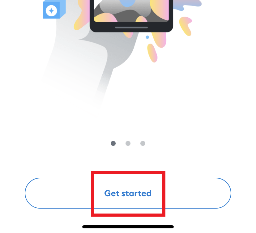 Get started button circled. 