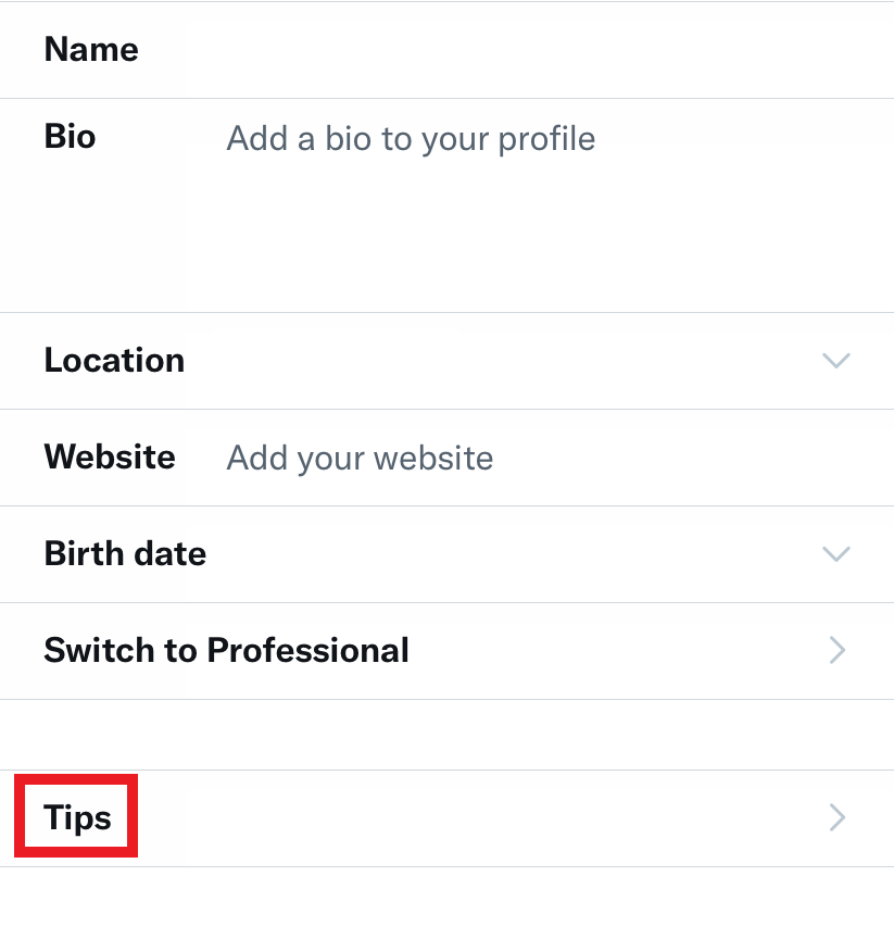 "Tips" option highlighted.