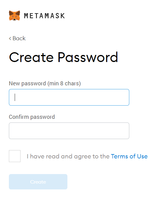 Prompt to Create a password