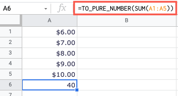 TO_PURE_NUMBER function with SUM