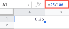 Calculate percentage for values