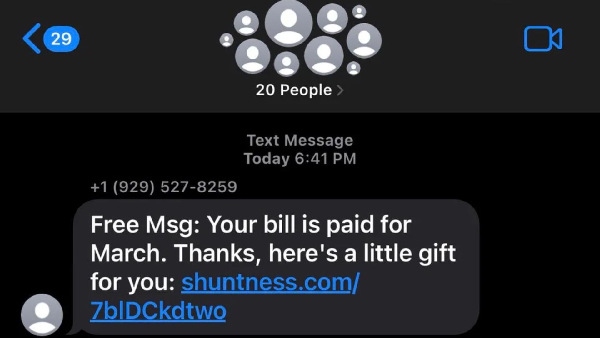 spam text messages showing up in group messages