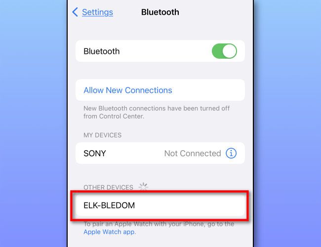 ELK-BLEDOM in the iPhone Bluetooth List