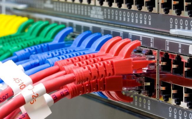 Ethernet cables in a network switch