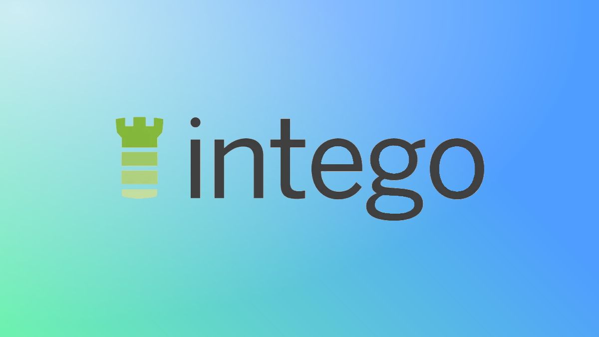 Intego logo on green and blue background