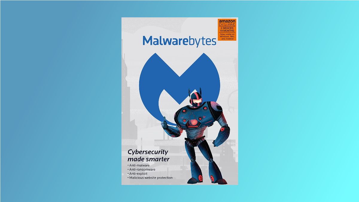 Malwarebytes box on blue background