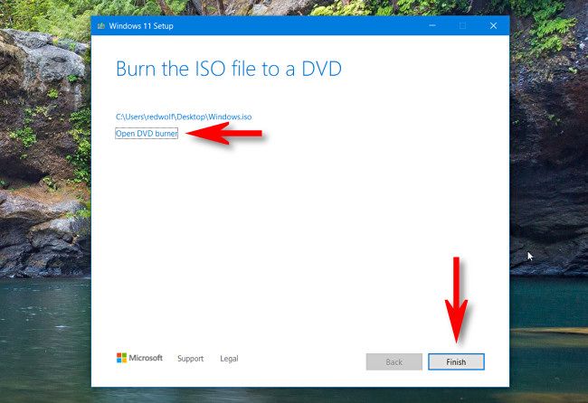 Click "Open DVD Burner" or "Finish."