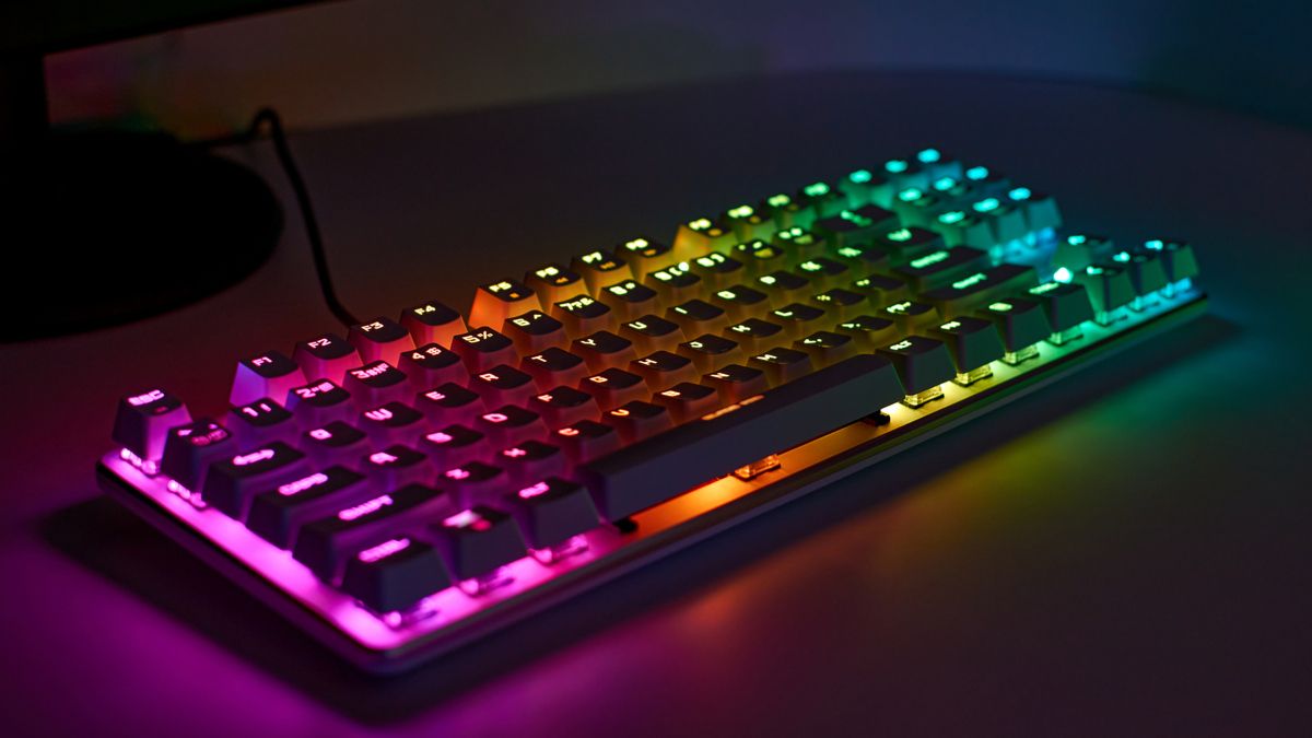 A mechanical gaming keyboard with RGB backlighting.