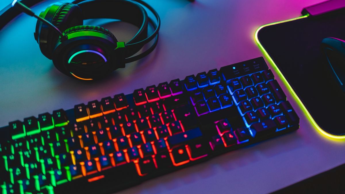 An RGB-lit keyboard and mousepad.