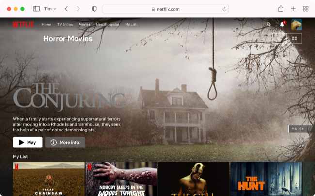 Netflix on Safari (macOS Monterey)