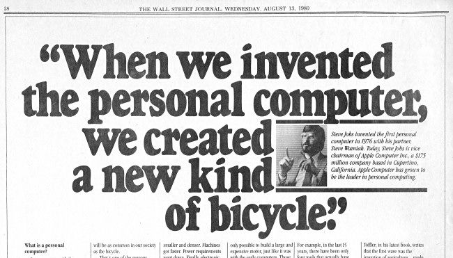 Excerpt from an August 198 Wall Street Journal ad by Apple