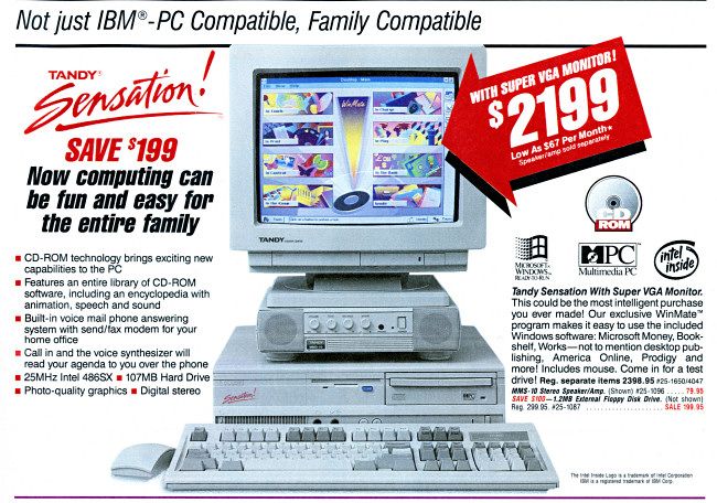An ad for the Tandy Sensation PC from 1993