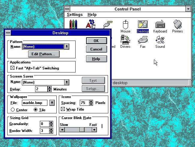 The Windows 3.1 Control Panel