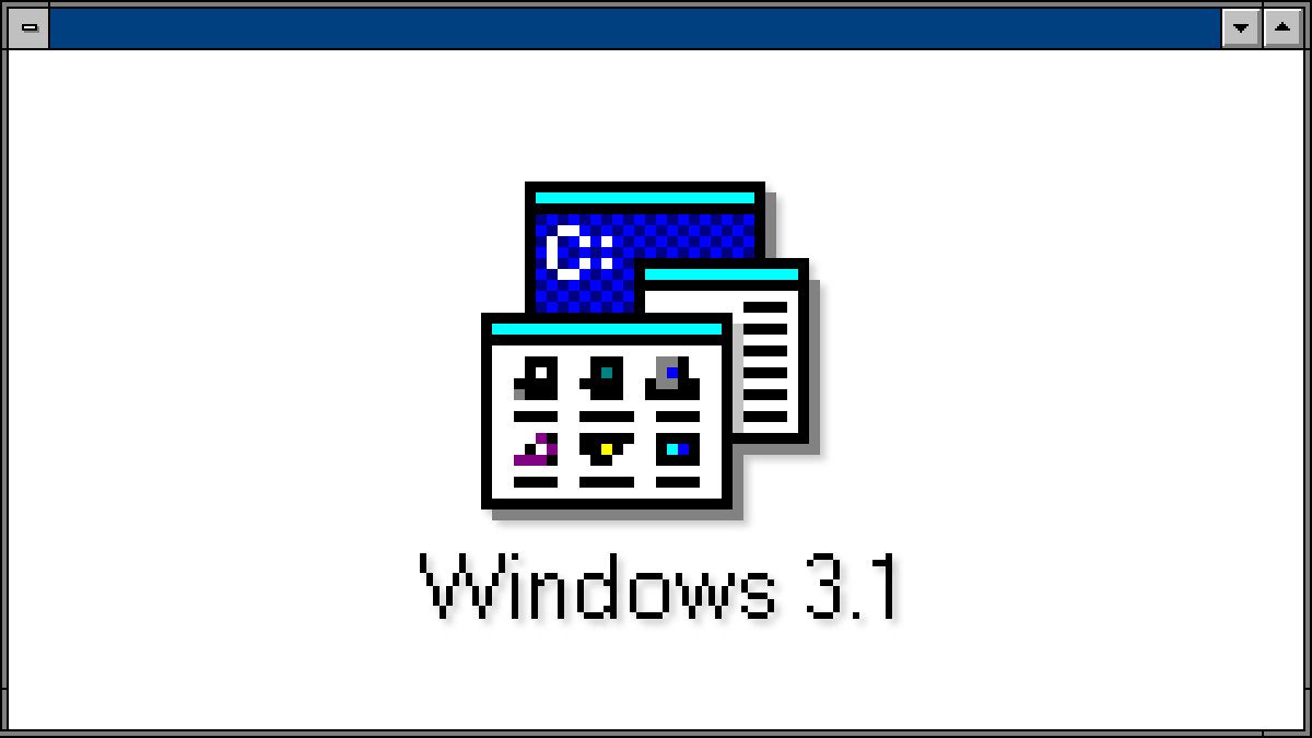 The Windows 3.1 Program Manager icon in a Windows 3.1-style window