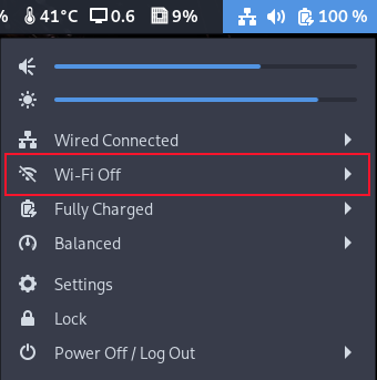 System menu with Wi-Fi not working
