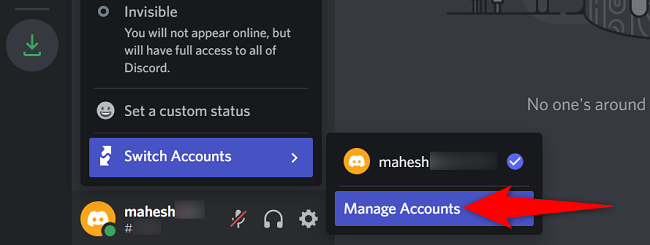 Select Switch Accounts > Manage Accounts.
