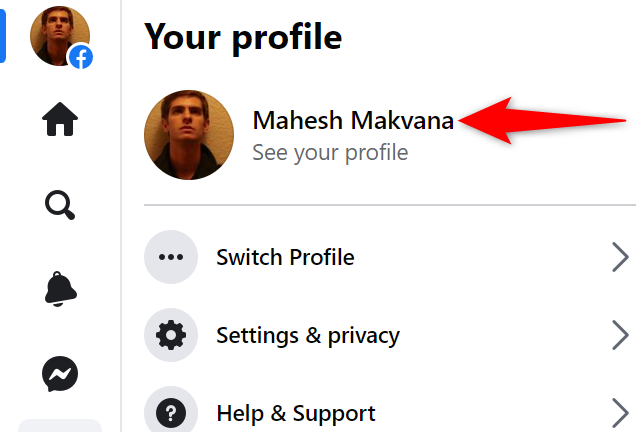 Select your profile.