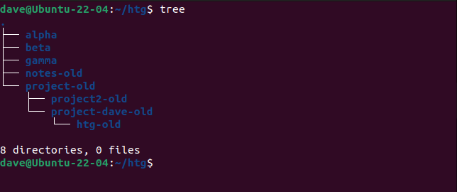 The directory tree before our renaming command