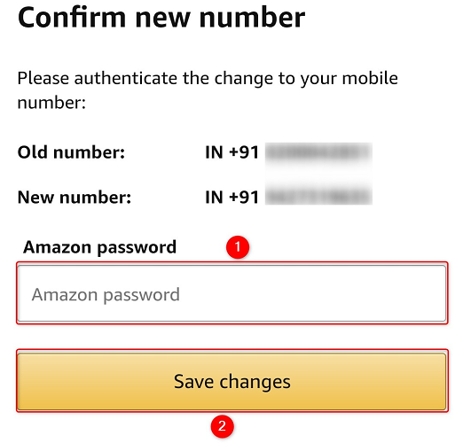 Enter the Amazon password and tap "Save Changes."