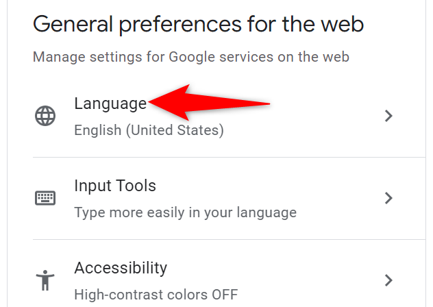 Select the "Language" option.