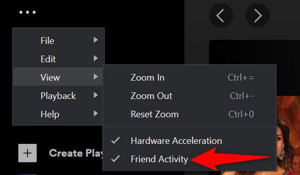 Click View > Friend Activity in the menu.