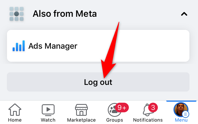 Choose "Log Out" at the bottom.