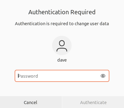 Authenticating in the Settings application