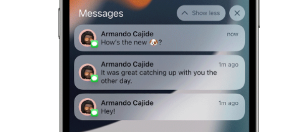 iPhone notifications grouped.