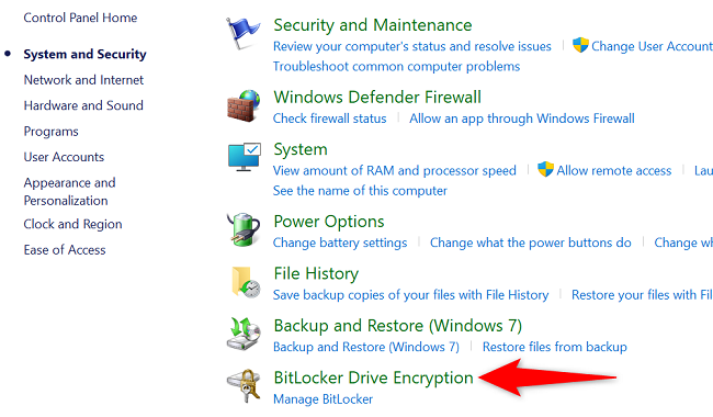 Select "BitLocker Drive Encryption."
