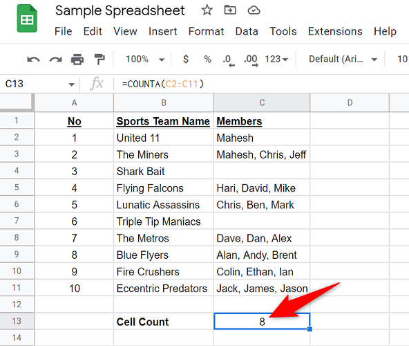 How to Count Cells With Text in Google Sheets
