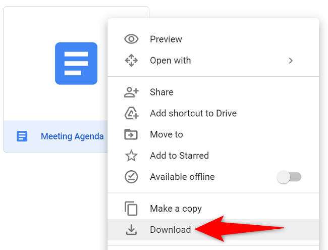 Right-click a document and choose &quot;Download.&quot;