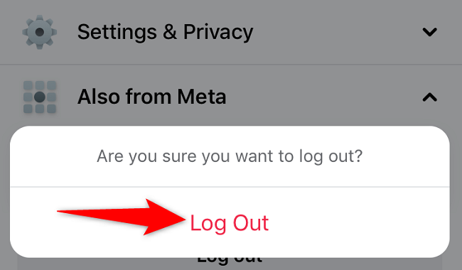 Select "Log Out" in the prompt.