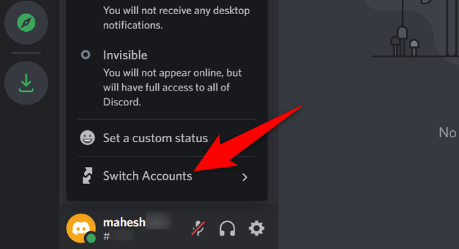 Hover the cursor over "Switch Accounts."