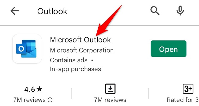 Tap "Microsoft Outlook."