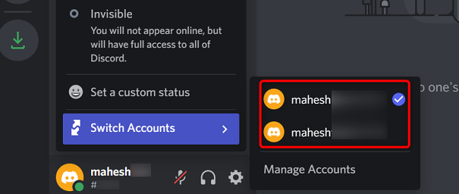 Select a Discord account.