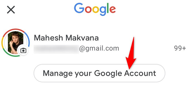 Tap "Manage Your Google Account."